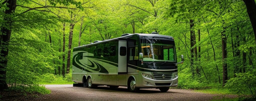 Montana license plate on Motorhome parked in Yellowstone national park