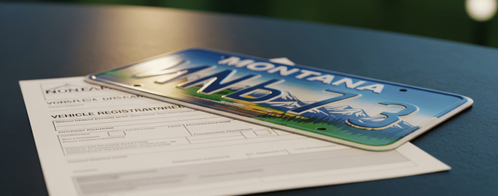 A Montana license plate and montana ll vehicle registration renewal