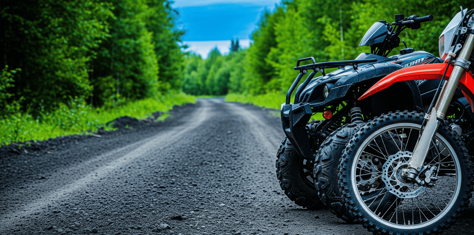 Dirt Bike and ATV on a trail, with Montana License plates