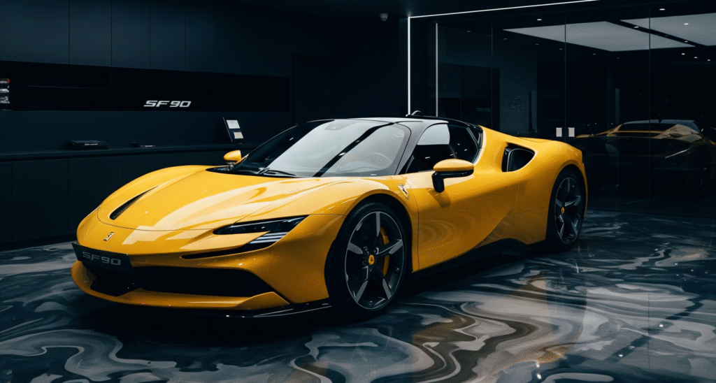 Montana Exotic Car Registration with a yellow ferrari SF-90